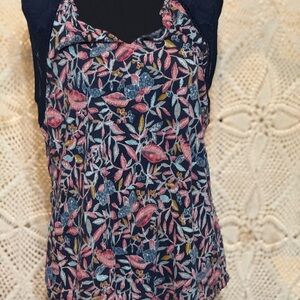 Lucky Brand Blue Halter Fitted Tank Top